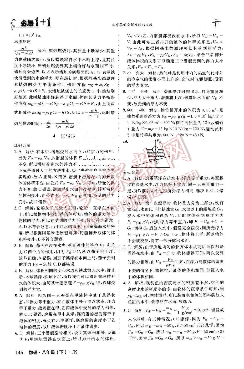 2016年金題1加1八年級(jí)物理下冊(cè)教科版 第22頁