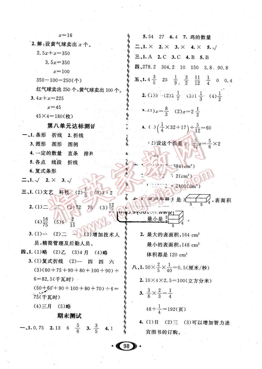 2016年小學(xué)生1課3練培優(yōu)作業(yè)本五年級數(shù)學(xué)下冊北師大版 第12頁