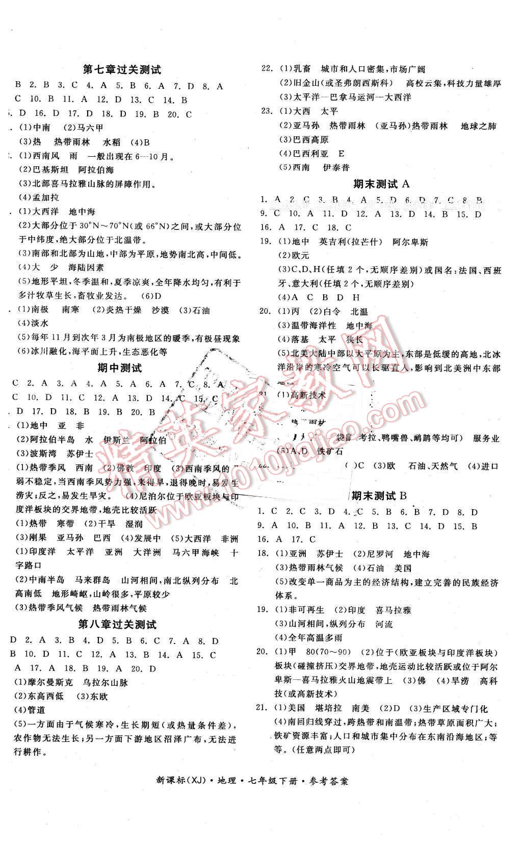 2016年全品学练考七年级地理下册湘教版 第8页