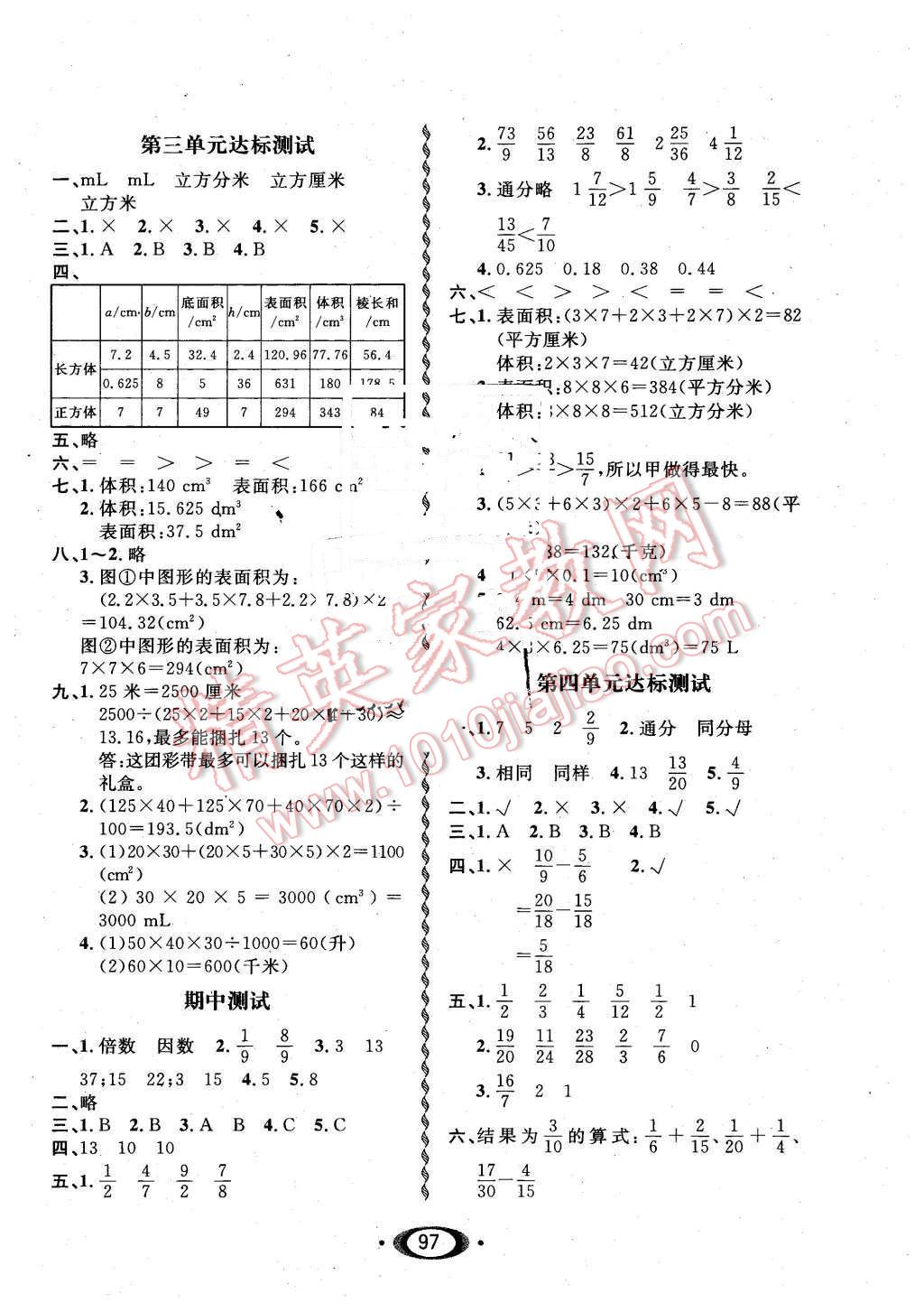 2016年小學(xué)生1課3練培優(yōu)作業(yè)本五年級數(shù)學(xué)下冊西師大版 第11頁