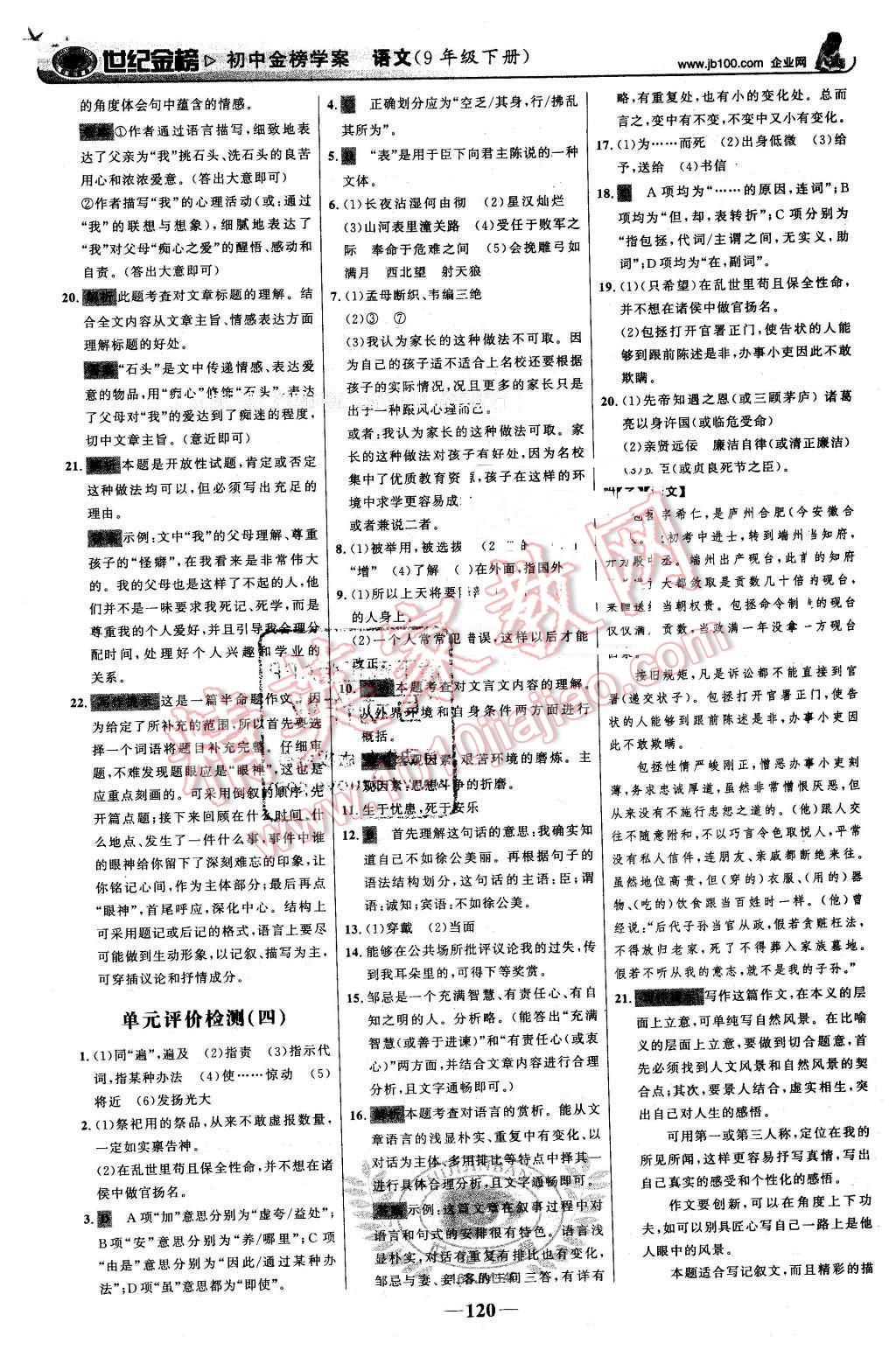 2016年世紀(jì)金榜金榜學(xué)案九年級語文下冊蘇教版 第21頁