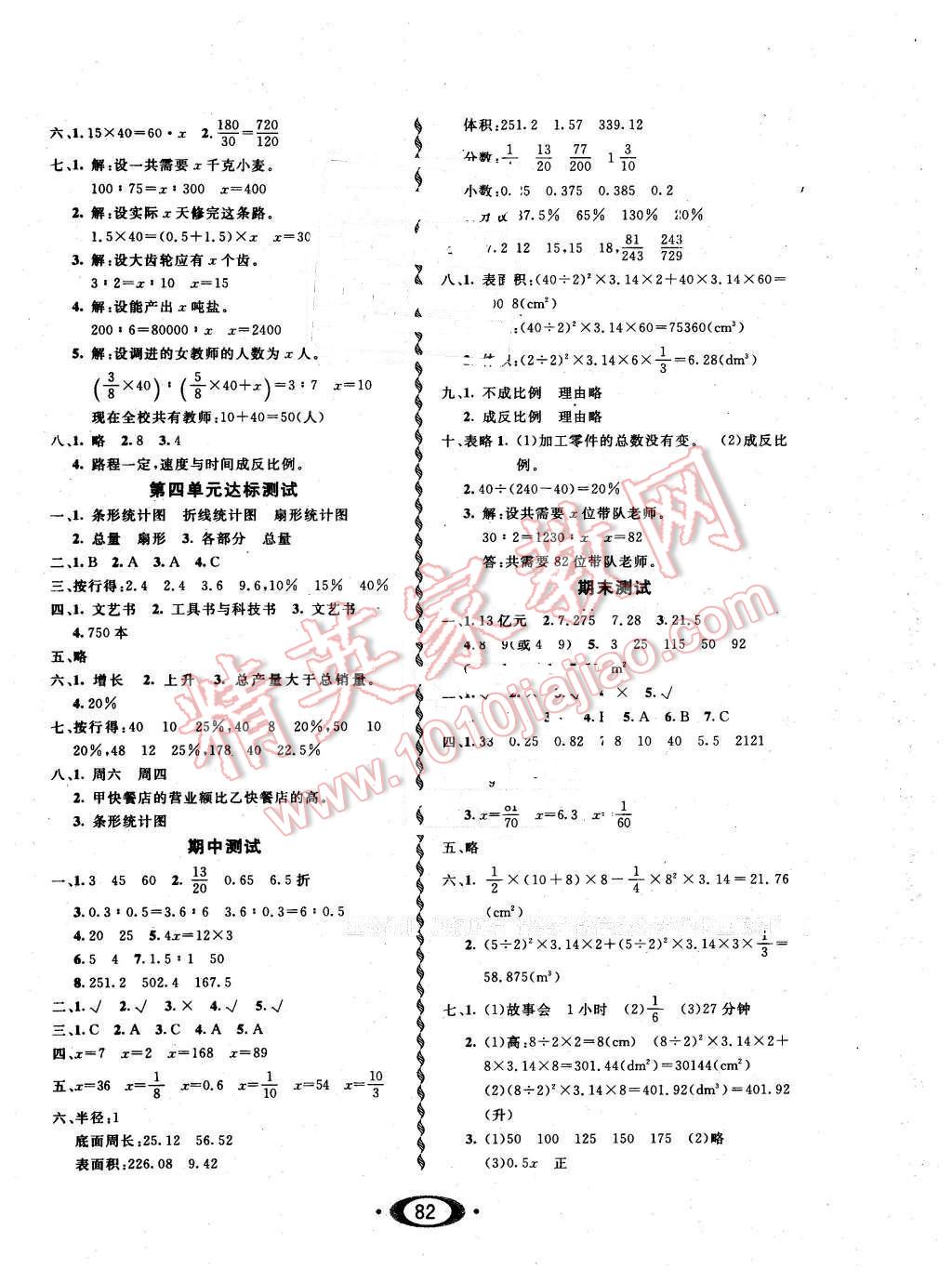 2016年小學(xué)生1課3練培優(yōu)作業(yè)本六年級數(shù)學(xué)下冊西師大版 第8頁