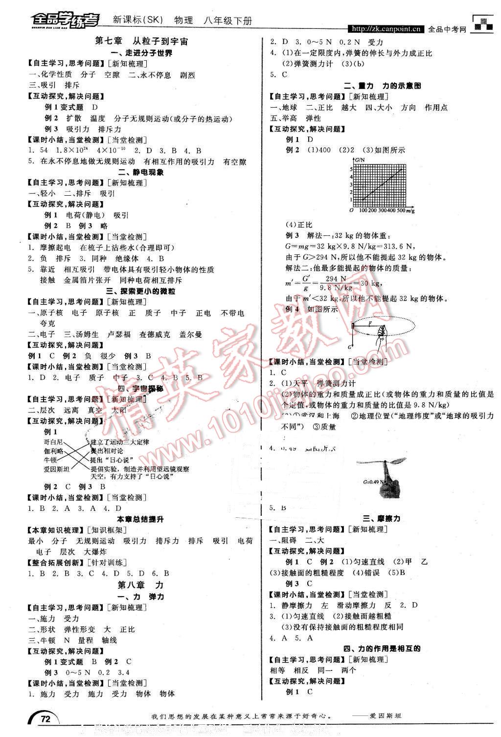 2016年全品学练考八年级物理下册苏科版 第2页