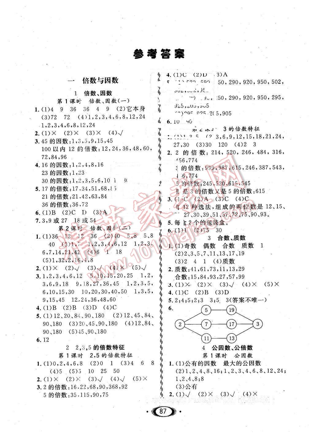 2016年小學(xué)生1課3練培優(yōu)作業(yè)本五年級數(shù)學(xué)下冊西師大版 第1頁