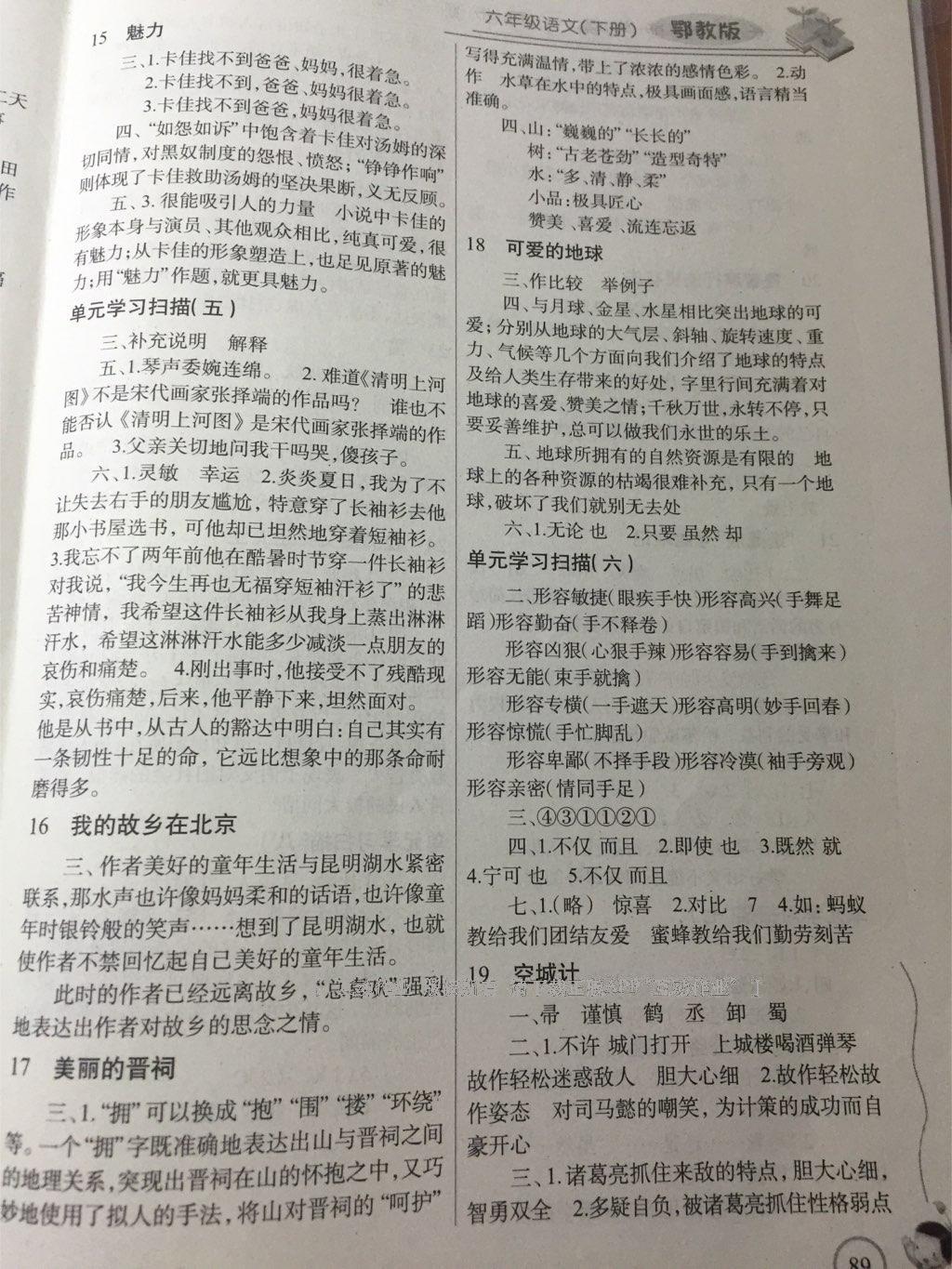 2016年長(zhǎng)江全能學(xué)案同步練習(xí)冊(cè)六年級(jí)語(yǔ)文下冊(cè)鄂教版 第21頁(yè)