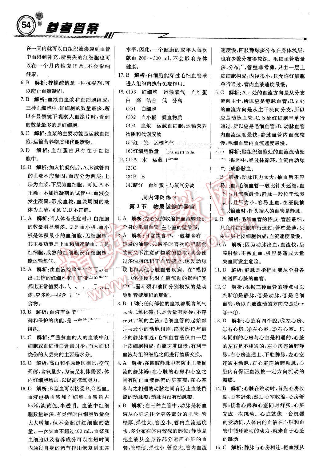 2016年輕巧奪冠周測月考直通中考七年級生物下冊濟(jì)南版 第6頁