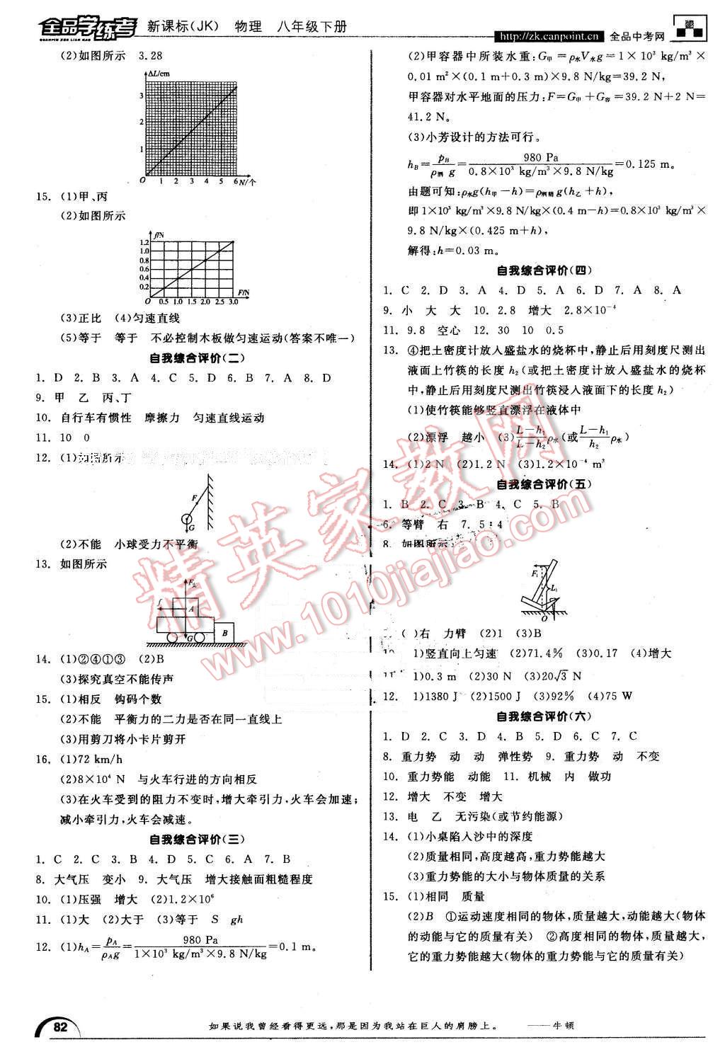 2016年全品学练考八年级物理下册教科版 第12页