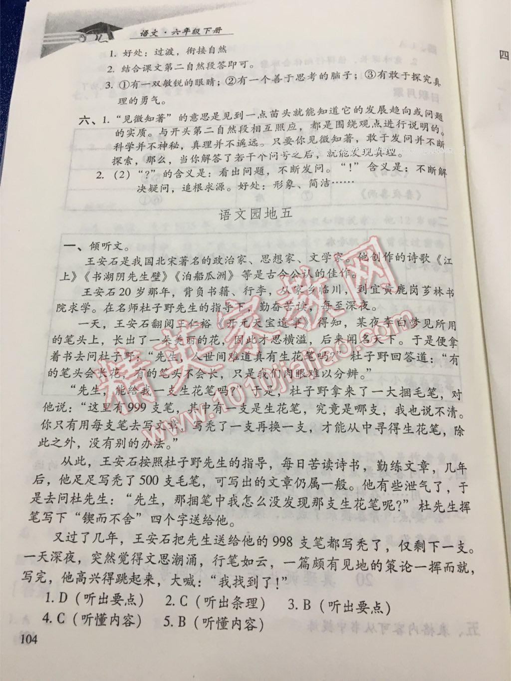 2016年學(xué)習(xí)探究診斷小學(xué)語(yǔ)文六年級(jí)下冊(cè)人教版 第24頁(yè)