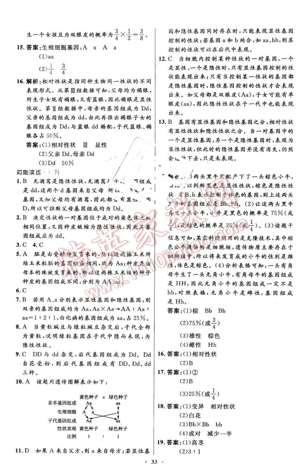 2016年初中同步測(cè)控優(yōu)化設(shè)計(jì)八年級(jí)生物學(xué)下冊(cè)人教版X 第9頁