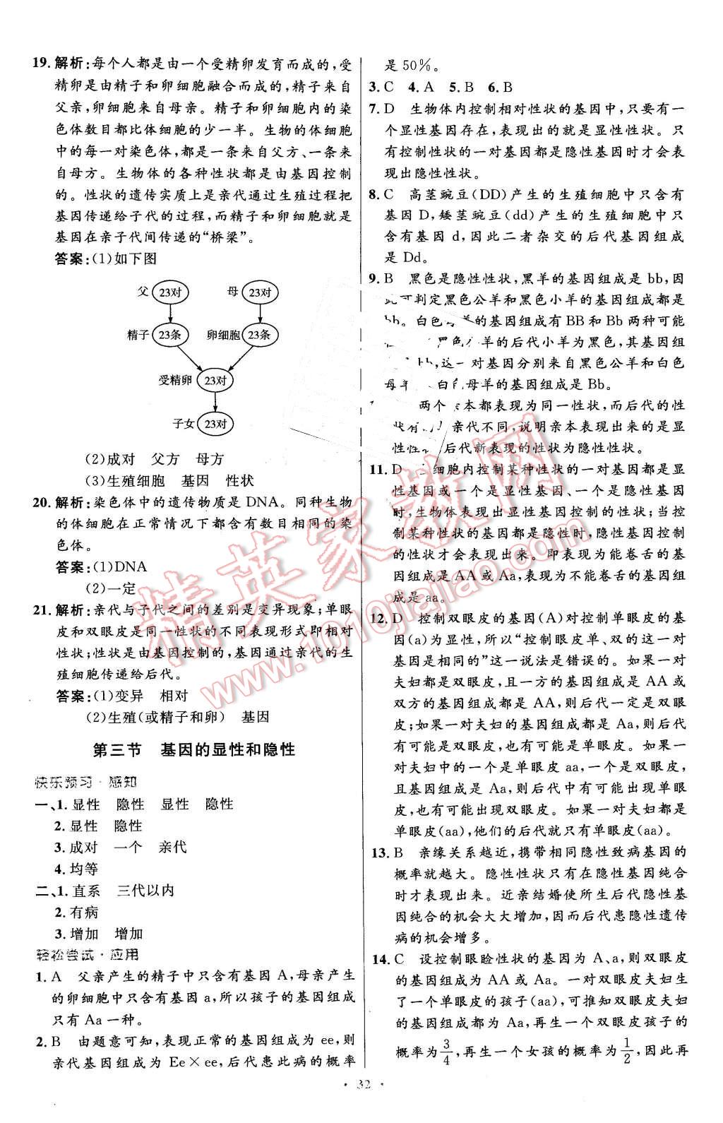 2016年初中同步测控优化设计八年级生物学下册人教版X 第8页