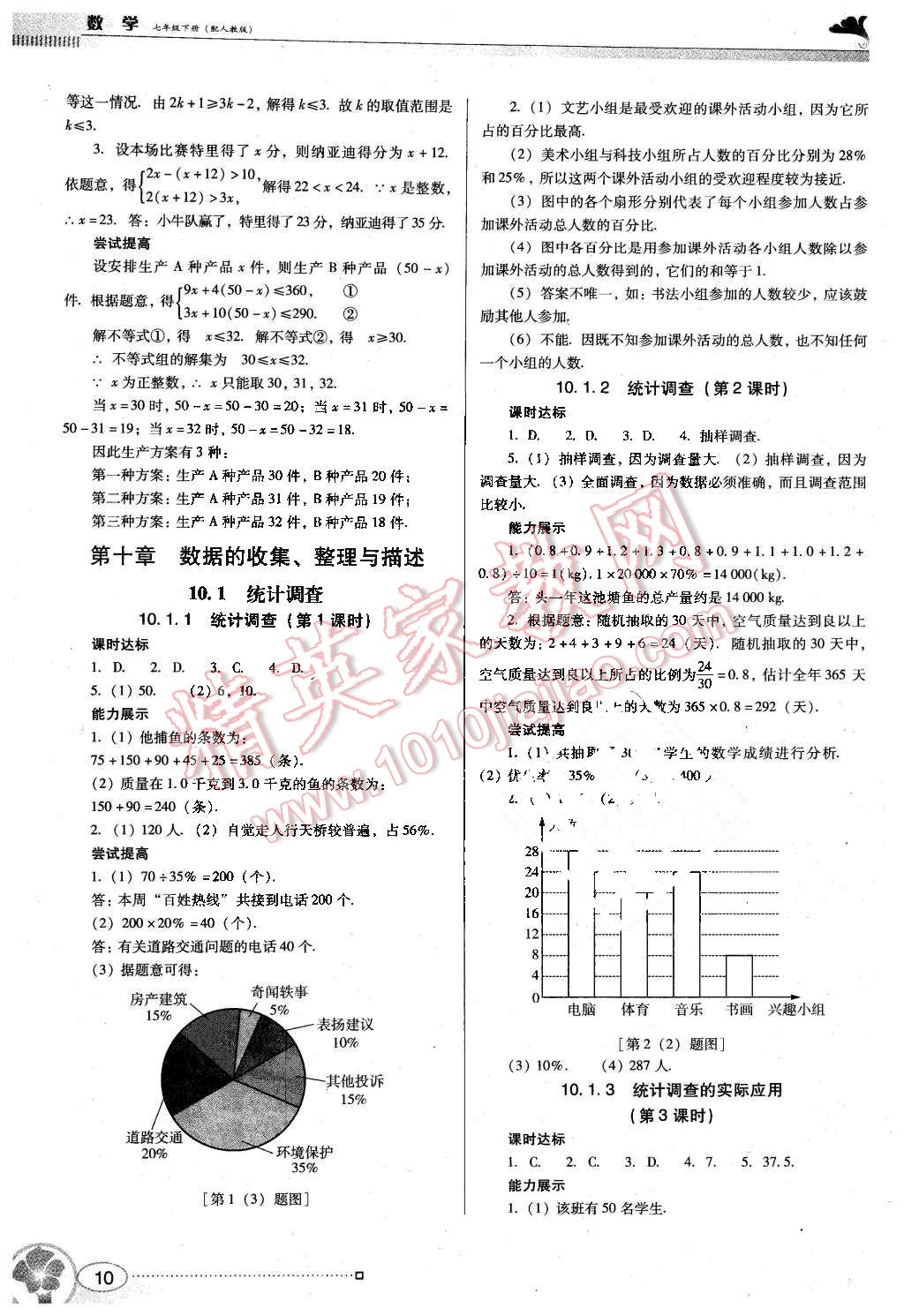 2016年南方新課堂金牌學案七年級數學下冊人教版 第10頁