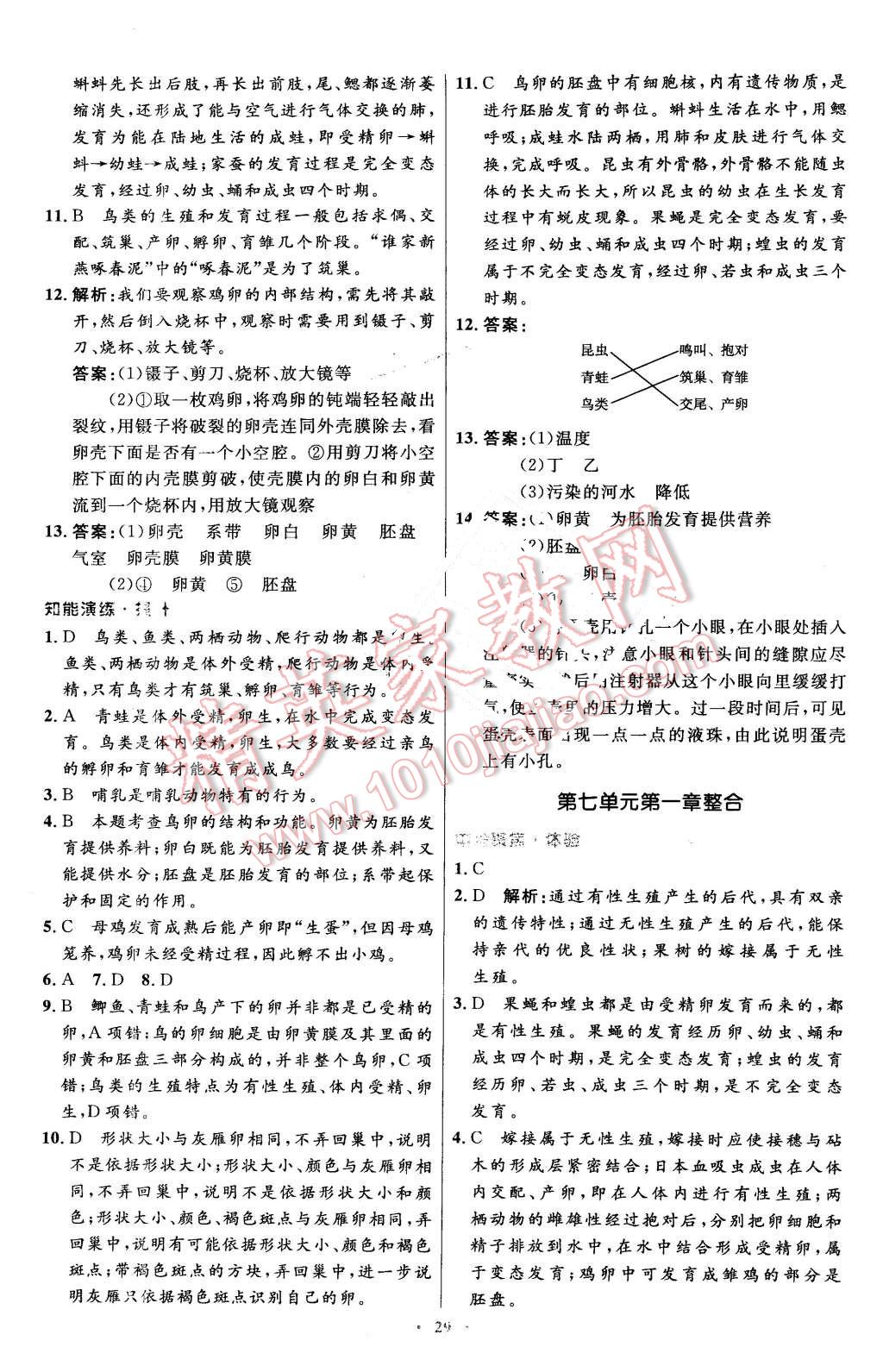 2016年初中同步测控优化设计八年级生物学下册人教版X 第5页