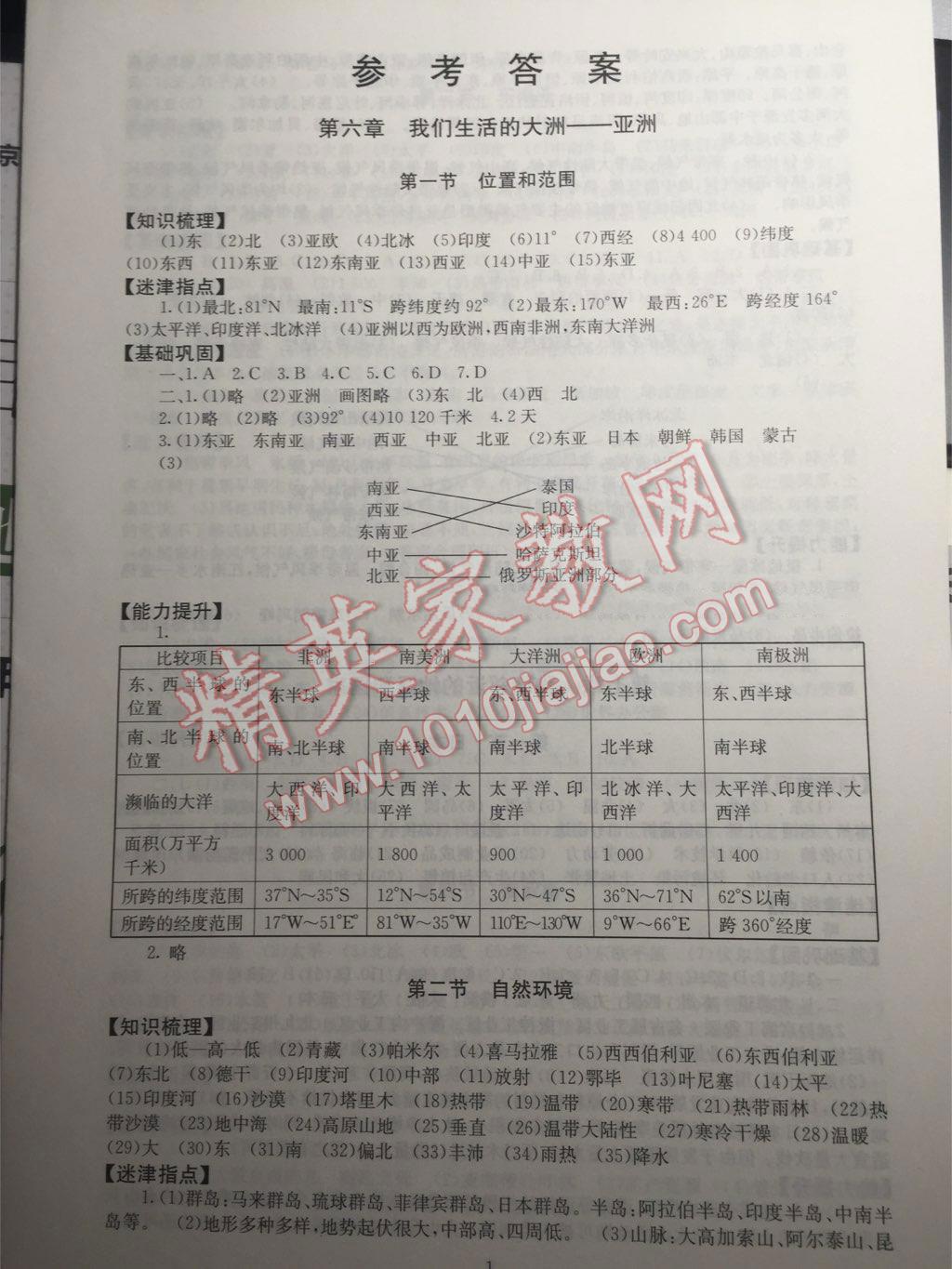 2015年海淀名师伴你学同步学练测七年级地理下册人教版 第1页