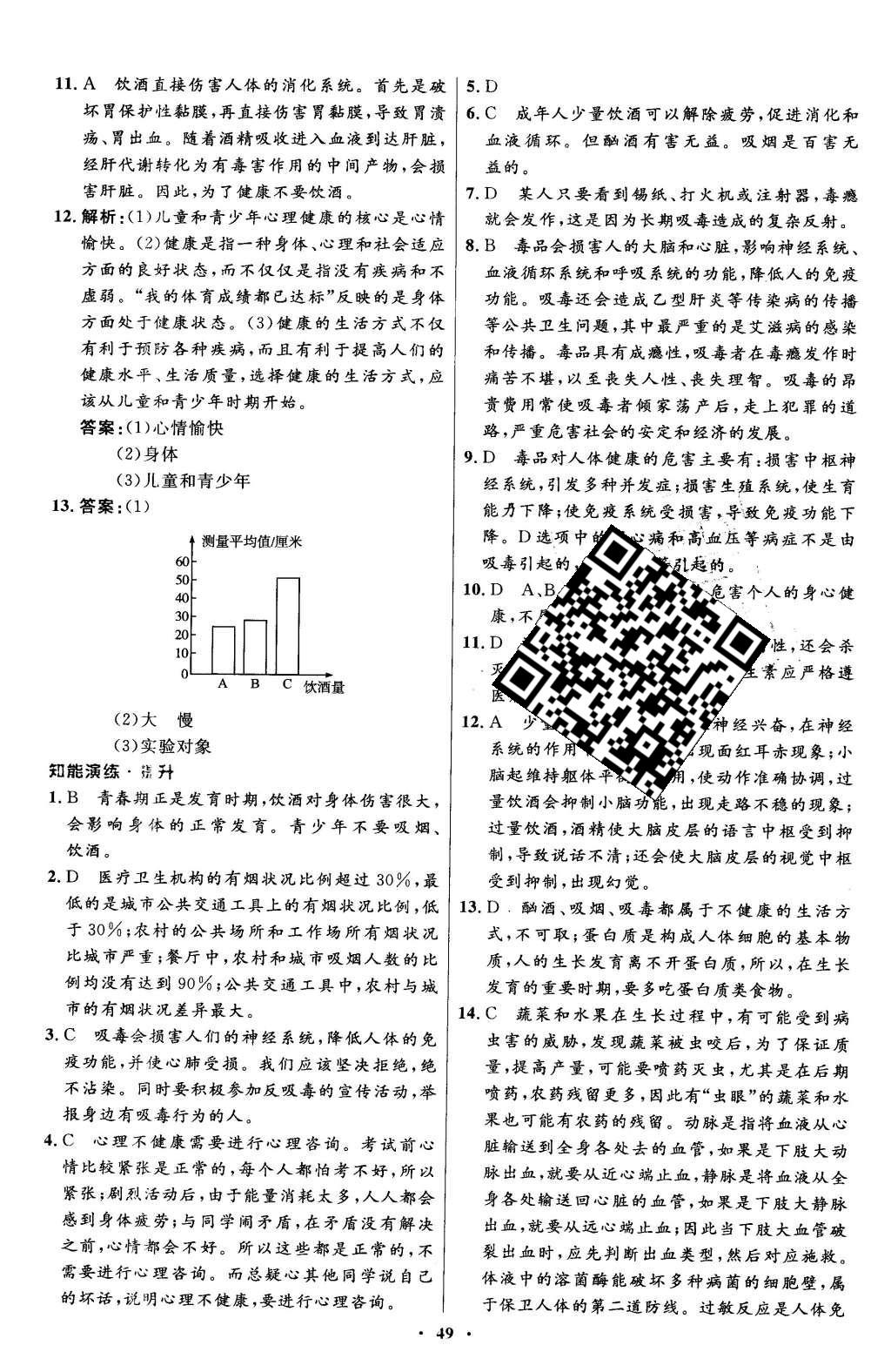 2016年初中同步測控優(yōu)化設計八年級生物學下冊人教版X 參考答案第57頁