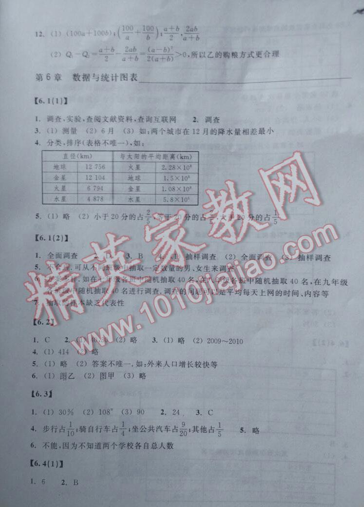 2014年作業(yè)本七年級(jí)數(shù)學(xué)下冊(cè)浙教版浙江教育出版社 第11頁(yè)