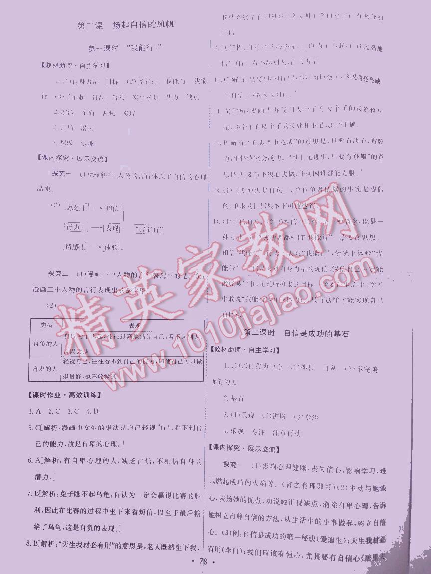 2015能力培養(yǎng)與測試七年級思想品德上冊人教版 第4頁