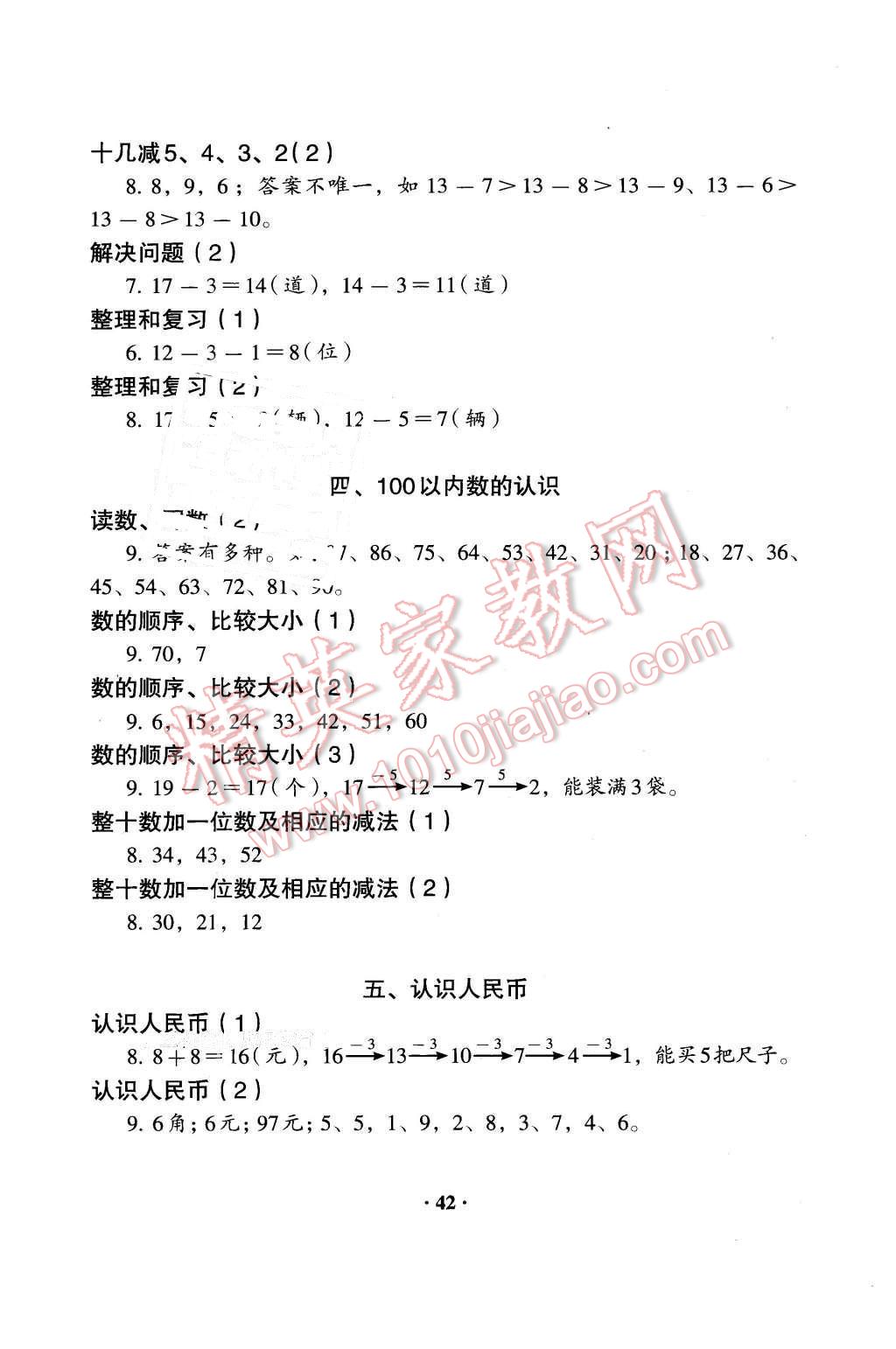 2016年人教金學典同步解析與測評一年級數(shù)學下冊人教版X 第2頁