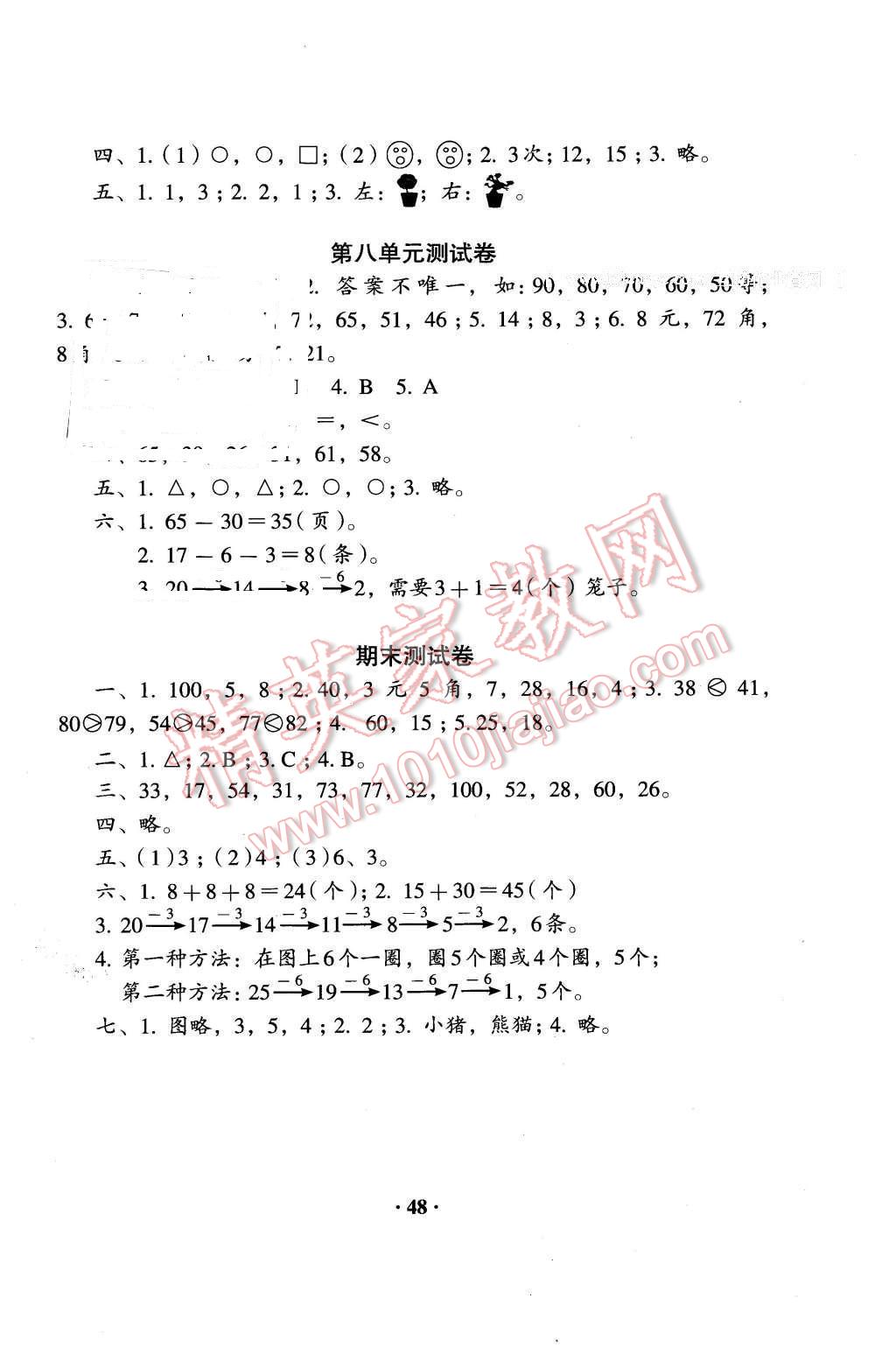 2016年人教金學(xué)典同步解析與測(cè)評(píng)一年級(jí)數(shù)學(xué)下冊(cè)人教版X 第8頁