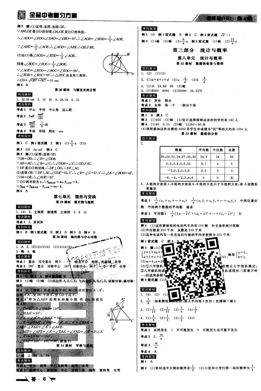 2016年全品中考復(fù)習(xí)方案聽課手冊(cè)數(shù)學(xué)華師大版 參考答案第30頁(yè)