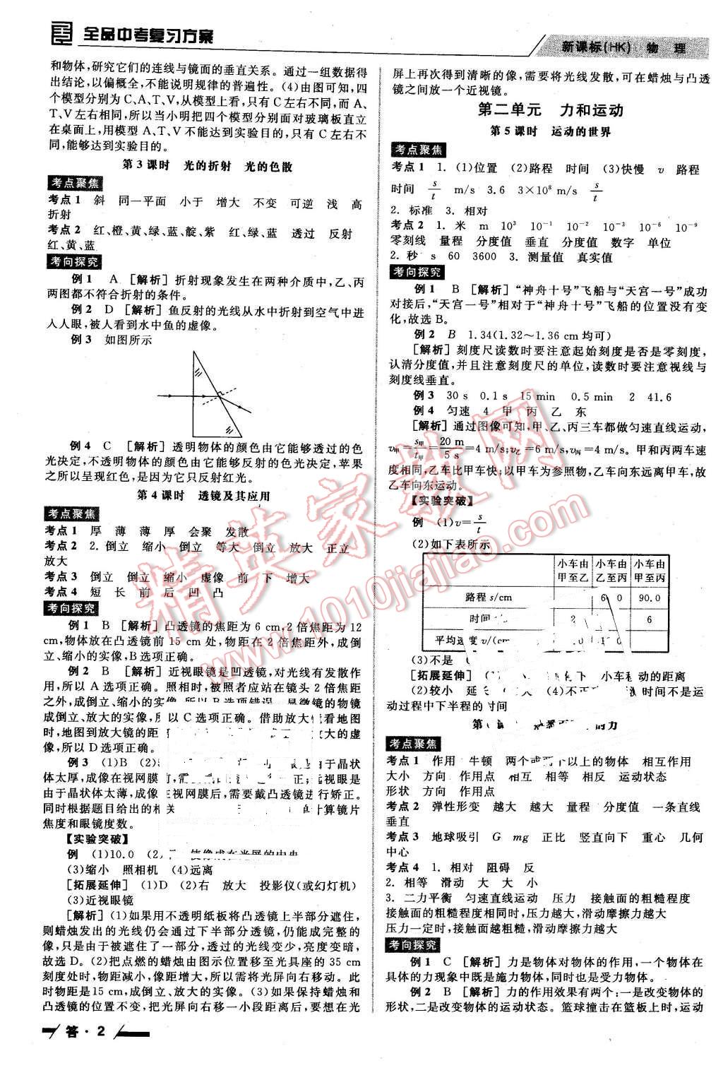 2016年全品中考復(fù)習(xí)方案聽課手冊(cè)物理滬科版 第2頁