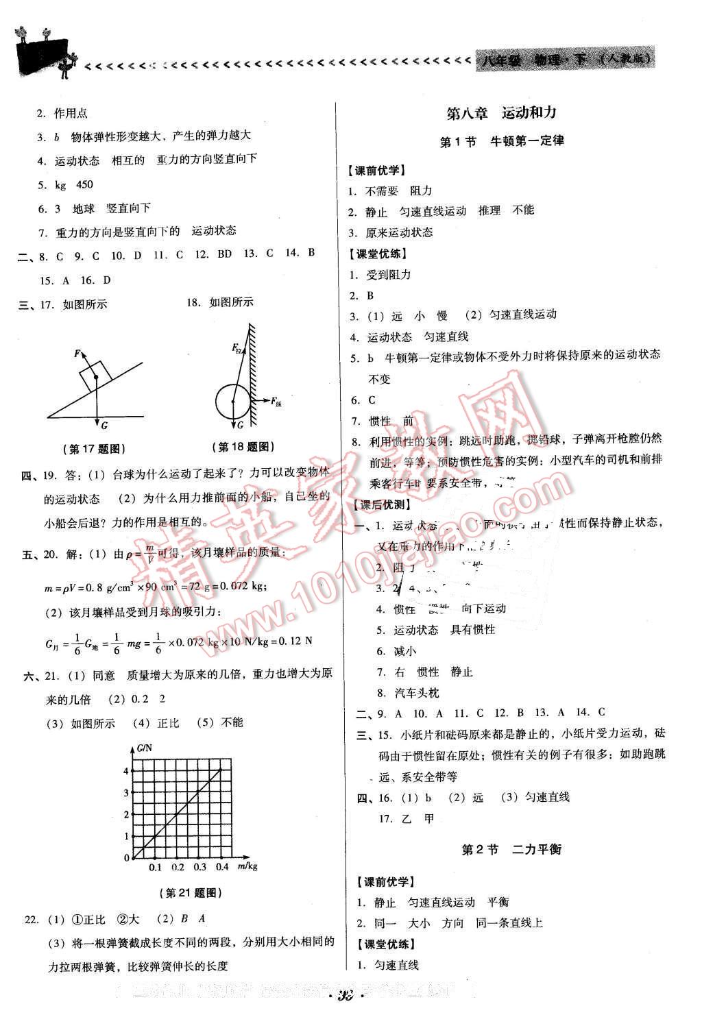 2016年全優(yōu)點練課計劃八年級物理下冊人教版 第3頁