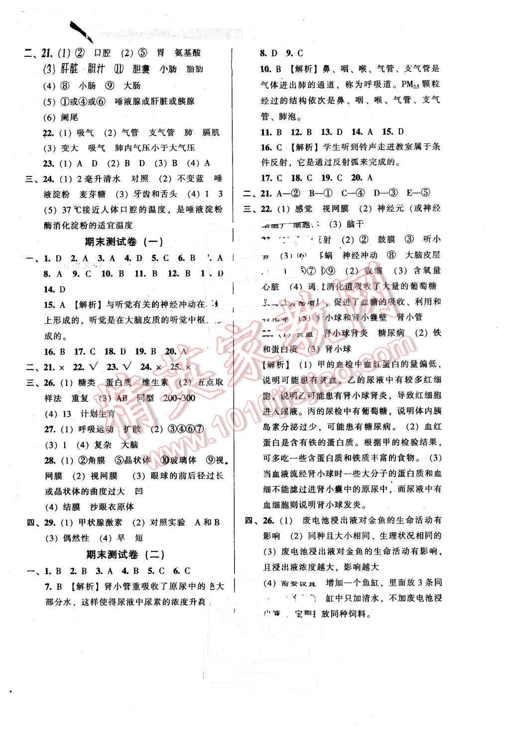 2016年52045模塊式全能訓練七年級生物下冊人教版 第12頁