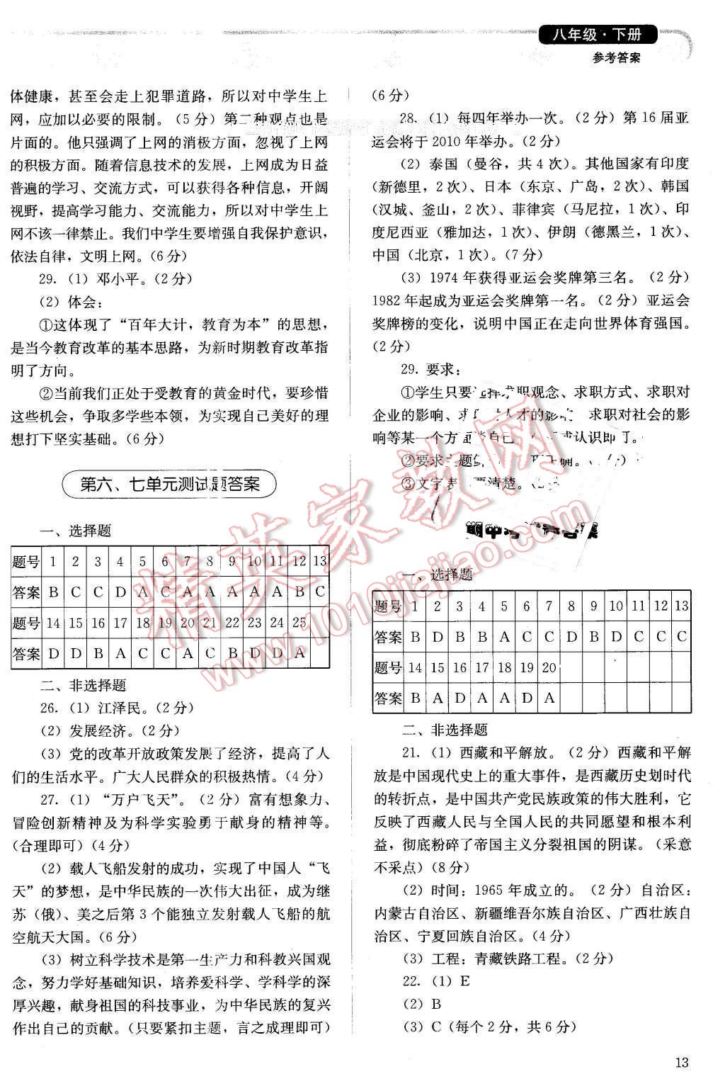 2016年人教金學典同步解析與測評八年級中國歷史下冊人教版X 第13頁