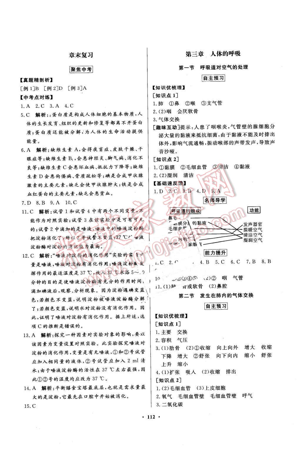 2016年同步导学与优化训练七年级生物学下册人教版 第4页