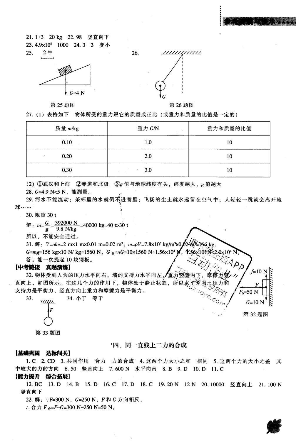 2016年新課程物理能力培養(yǎng)八年級下冊北師大版 參考答案第23頁