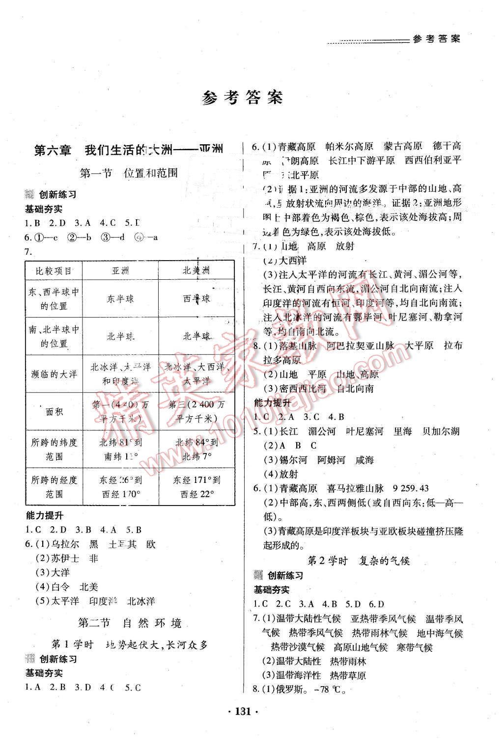 2016年一课一练创新练习七年级地理下册人教版 第1页