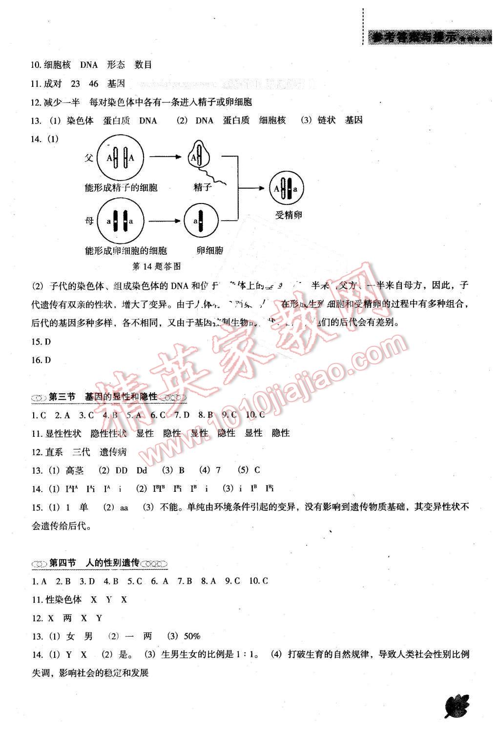 2016年新课程生物学能力培养八年级下册人教版D版 第3页