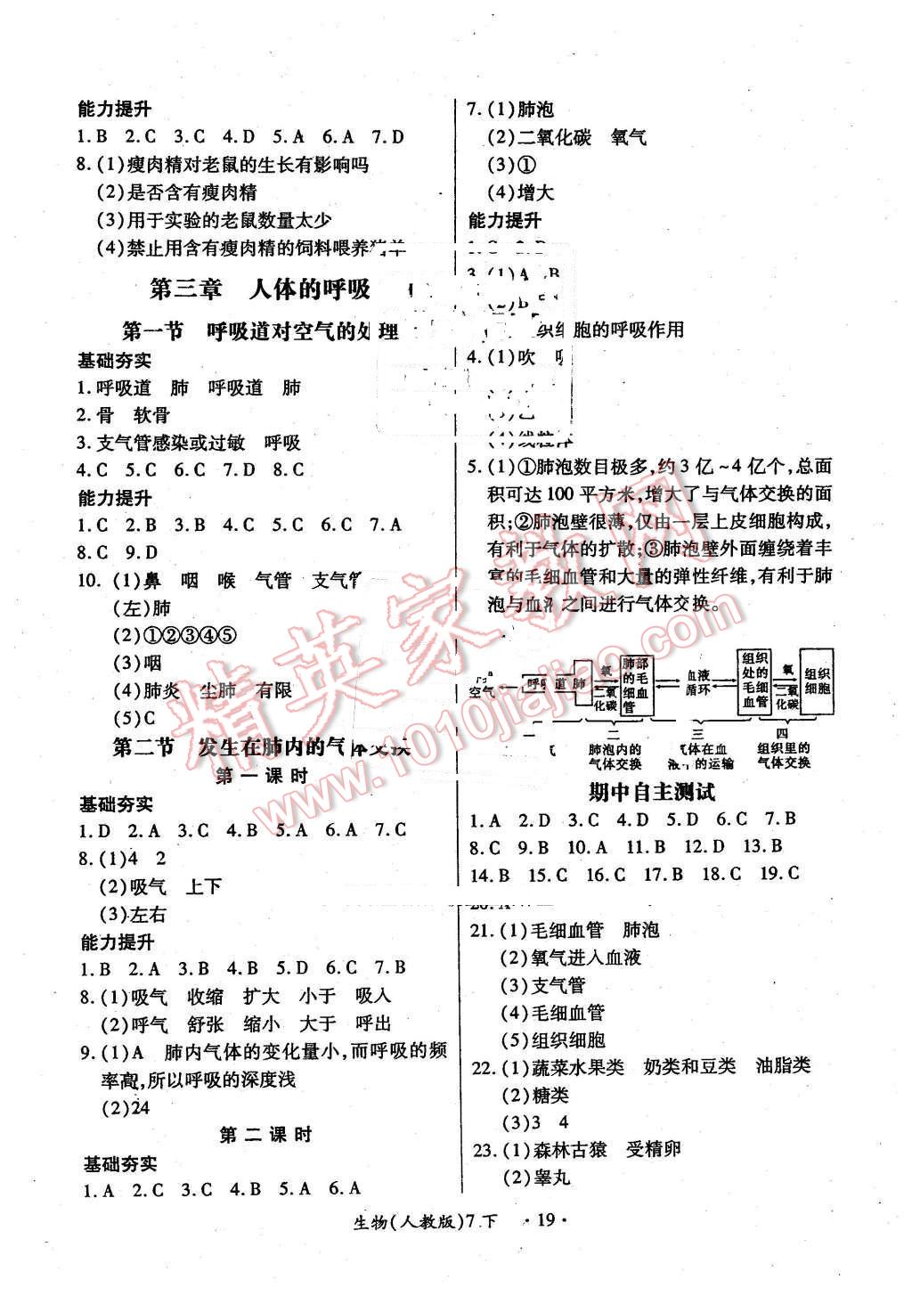 2016年一課一練創(chuàng)新練習(xí)七年級生物下冊人教版 第3頁