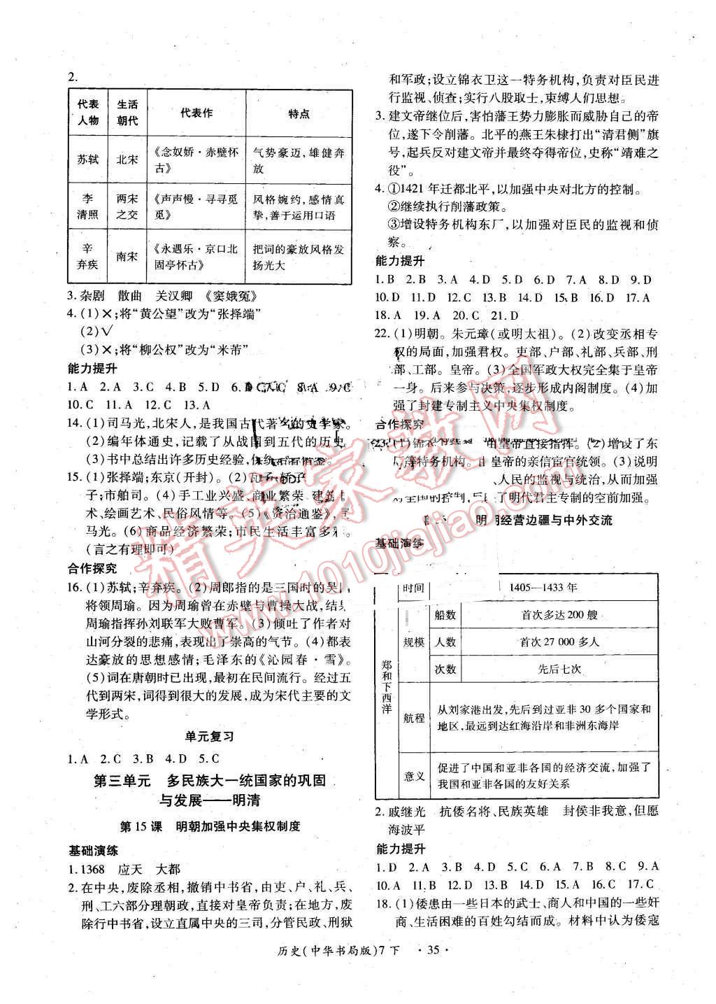 2016年一課一練創(chuàng)新練習(xí)七年級歷史下冊中華書局版 第7頁