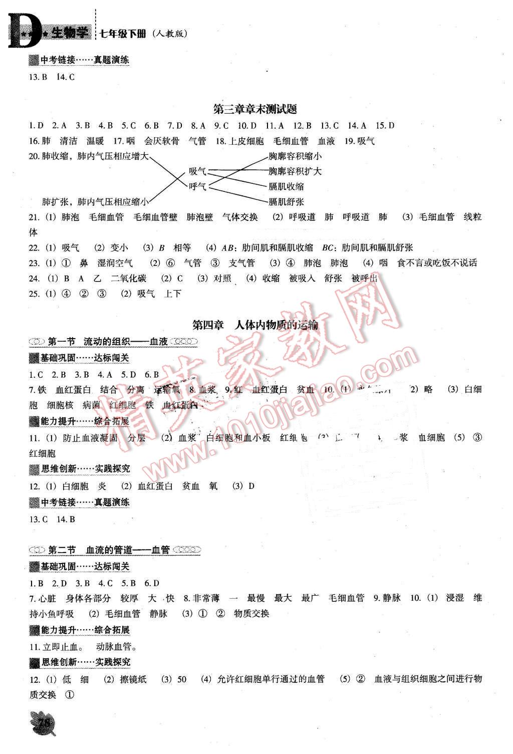 2016年新课程生物学能力培养七年级下册人教版D版 第4页