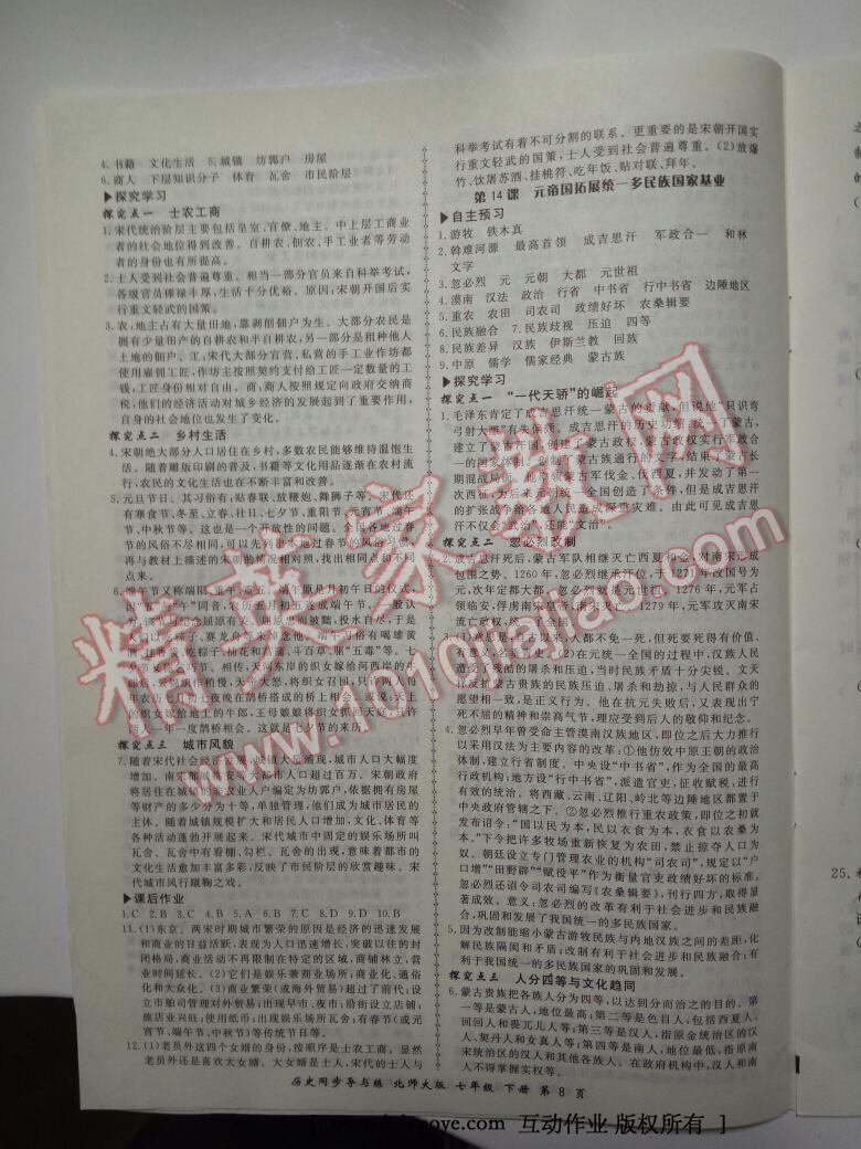 2015年新學(xué)案同步導(dǎo)與練七年級歷史下冊北師大版 第38頁