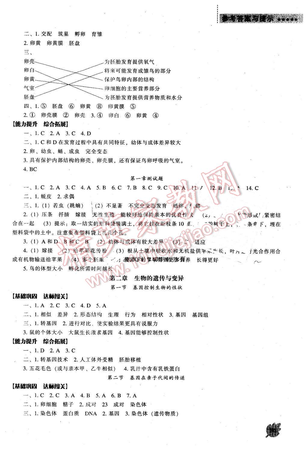 2016年新课程生物学能力培养八年级下册人教版 第2页