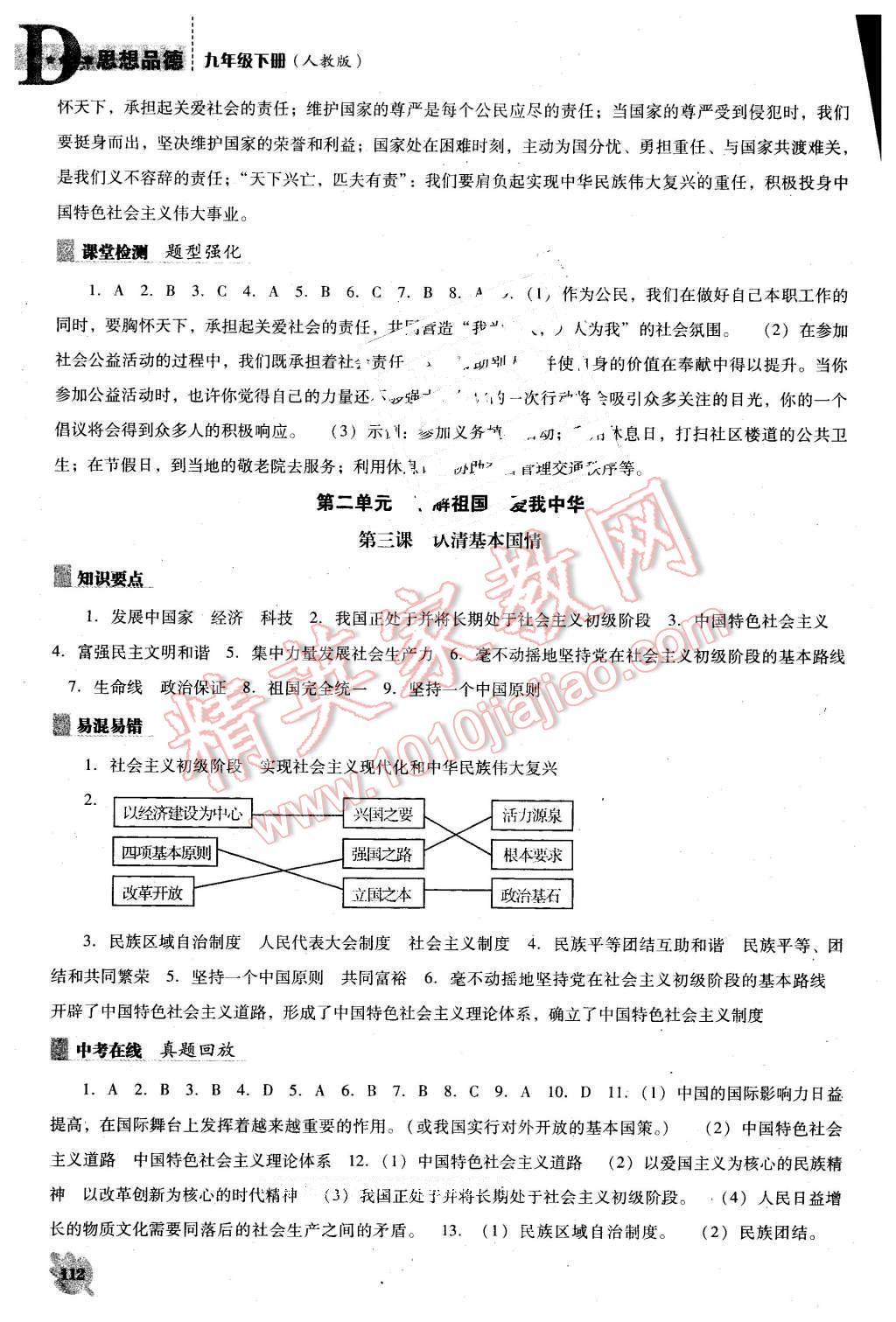 2016年新课程思想品德能力培养九年级下册人教版D版 第2页