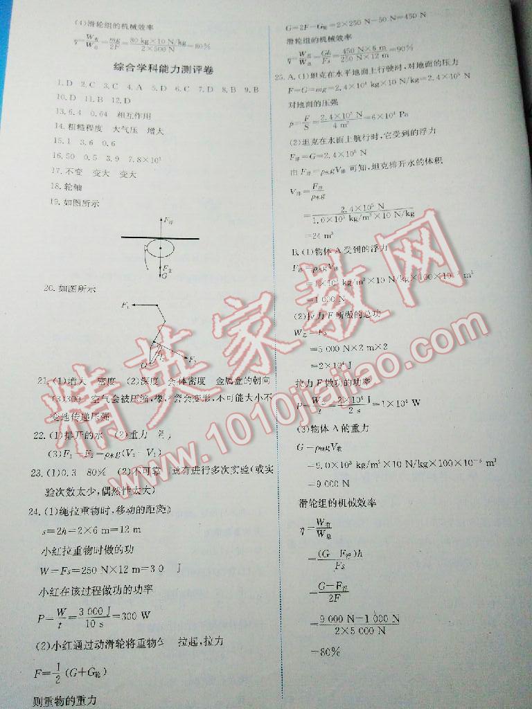 2015年能力培養(yǎng)與測試八年級物理下冊人教版 第84頁