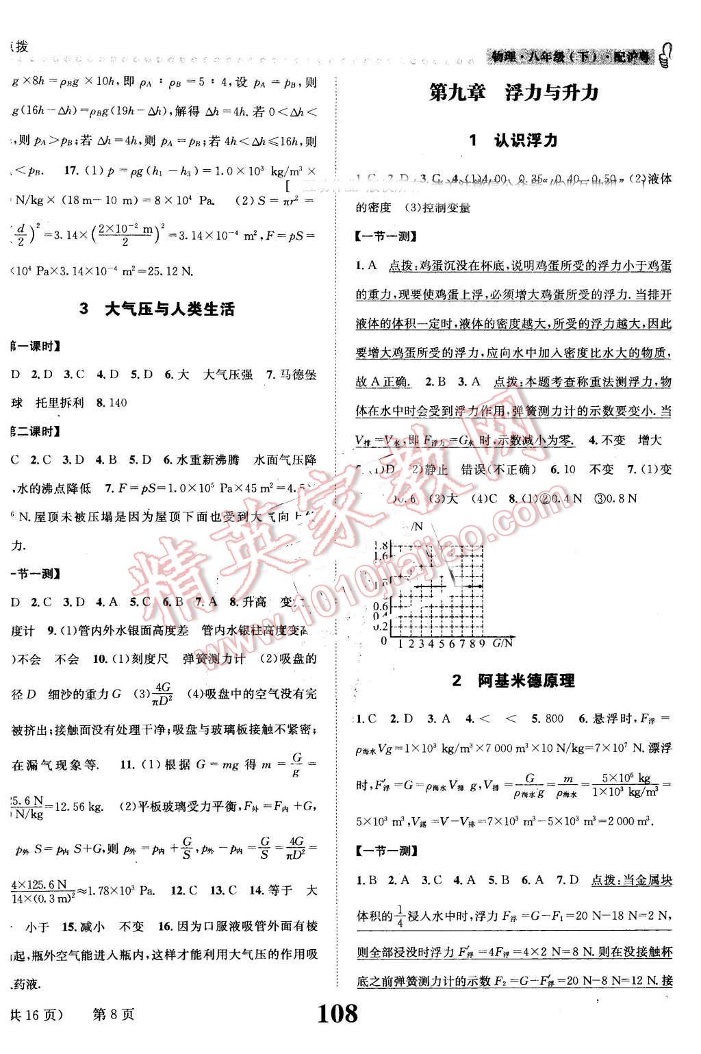 2016年課時(shí)達(dá)標(biāo)練與測(cè)八年級(jí)物理下冊(cè)滬粵版 第8頁(yè)