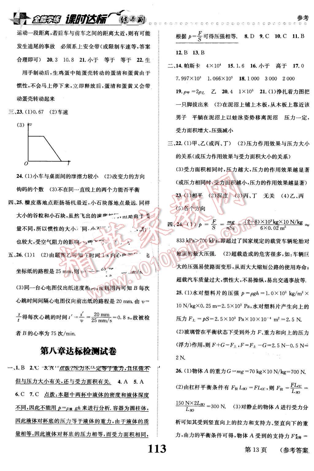 2016年課時(shí)達(dá)標(biāo)練與測(cè)八年級(jí)物理下冊(cè)滬粵版 第13頁(yè)