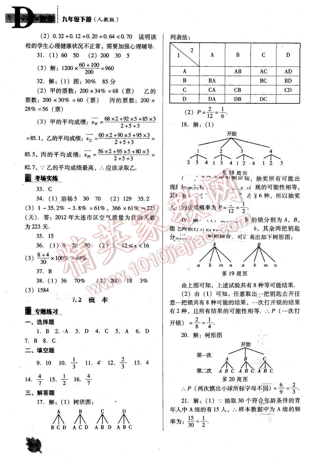 2016年新課程數(shù)學(xué)能力培養(yǎng)九年級下冊人教版D版 第24頁