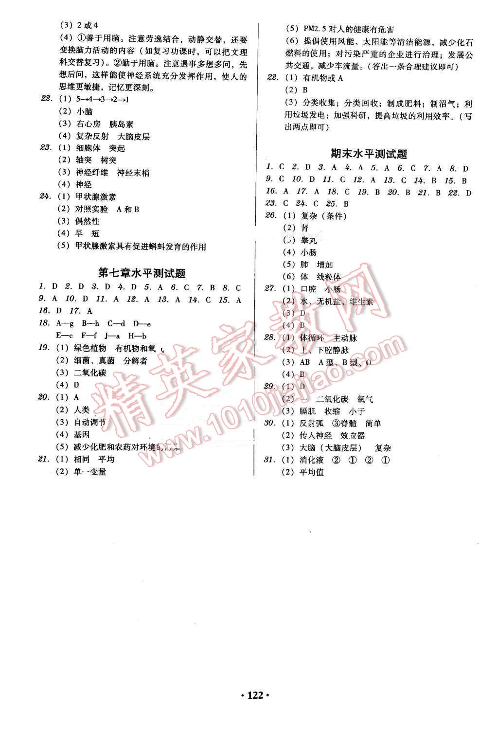 2016年百年学典广东学导练七年级生物学下册人教版 第8页