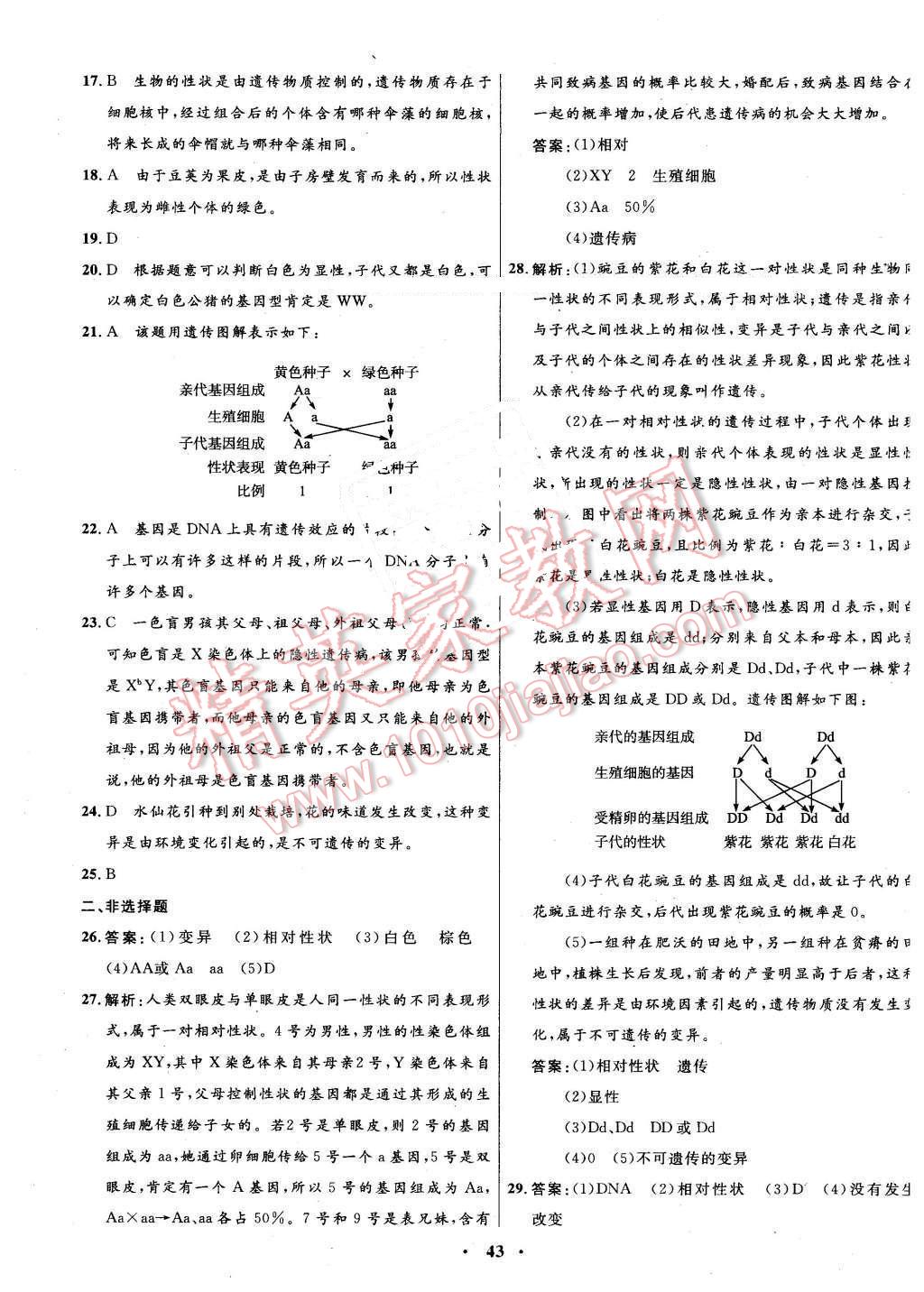 2015年南方新課堂金牌學(xué)案八年級生物學(xué)下冊蘇教版 第19頁