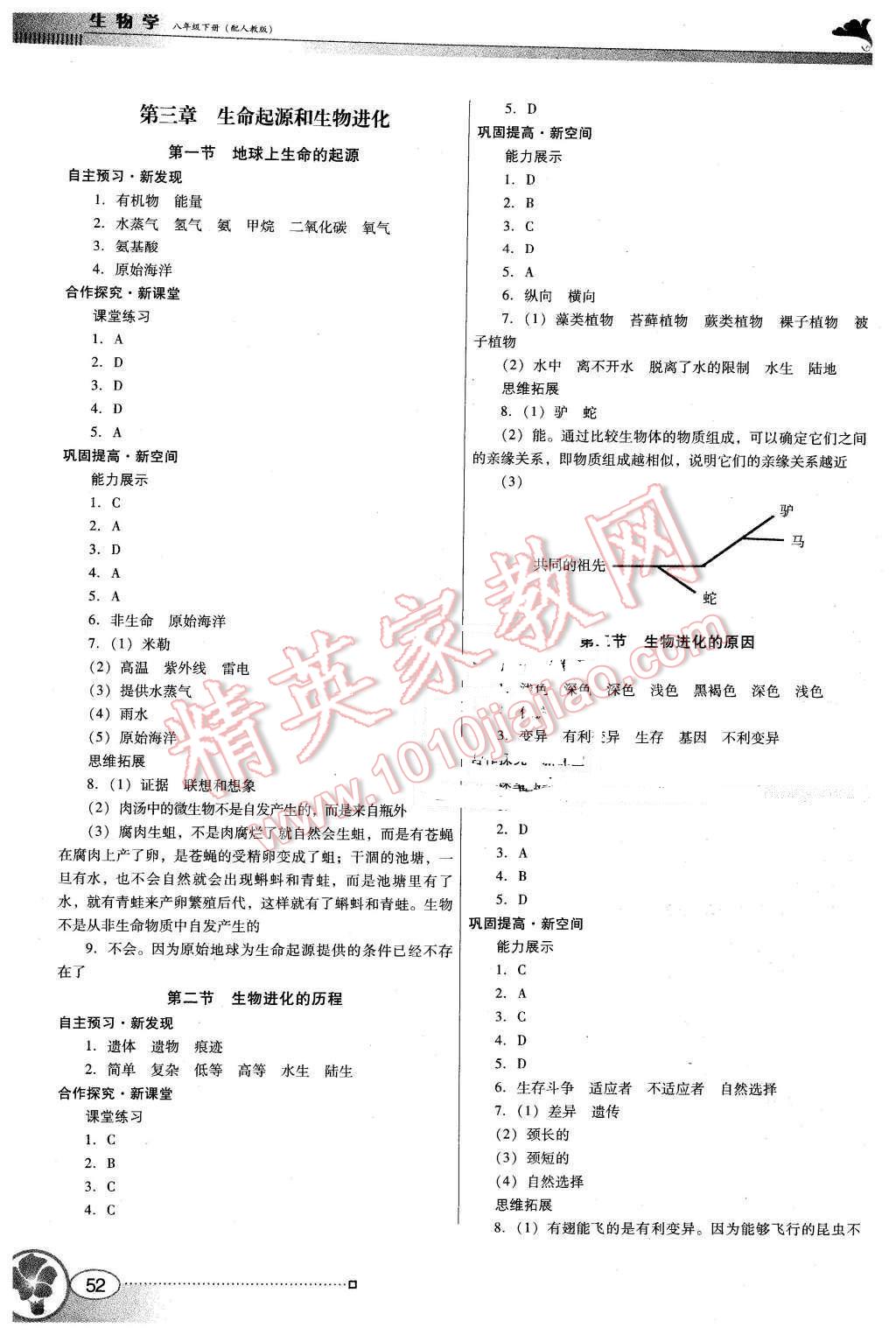 2016年南方新課堂金牌學(xué)案八年級生物學(xué)下冊人教版 第4頁