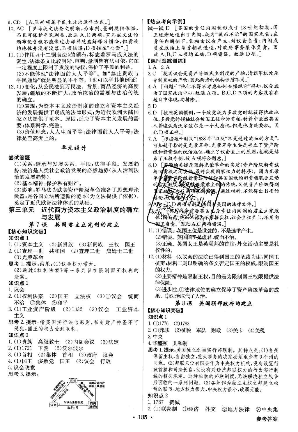 2015年高中新課標同步用書全優(yōu)課堂歷史必修1人教版 參考答案第101頁