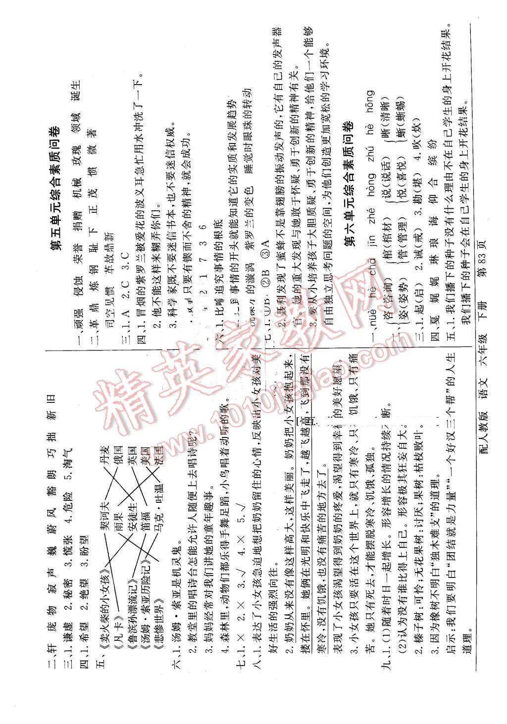 2016年同步導(dǎo)學(xué)與優(yōu)化訓(xùn)練六年級語文下冊人教版 第3頁