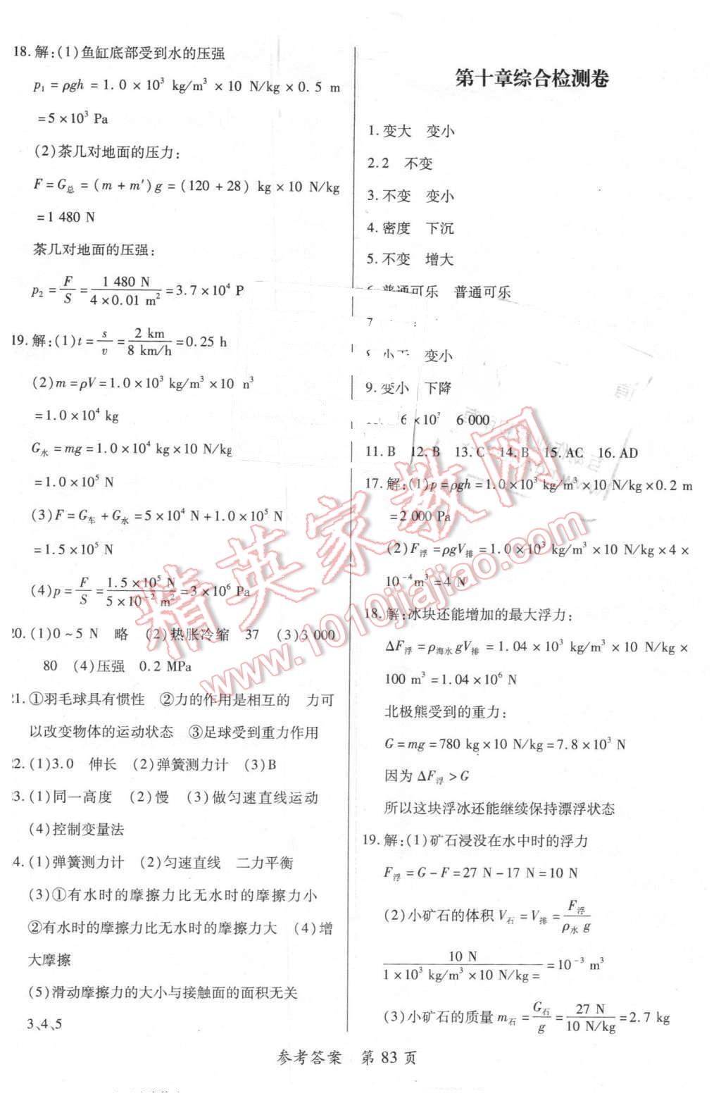 2016年新評價單元檢測創(chuàng)新評價八年級物理下冊人教版 第5頁