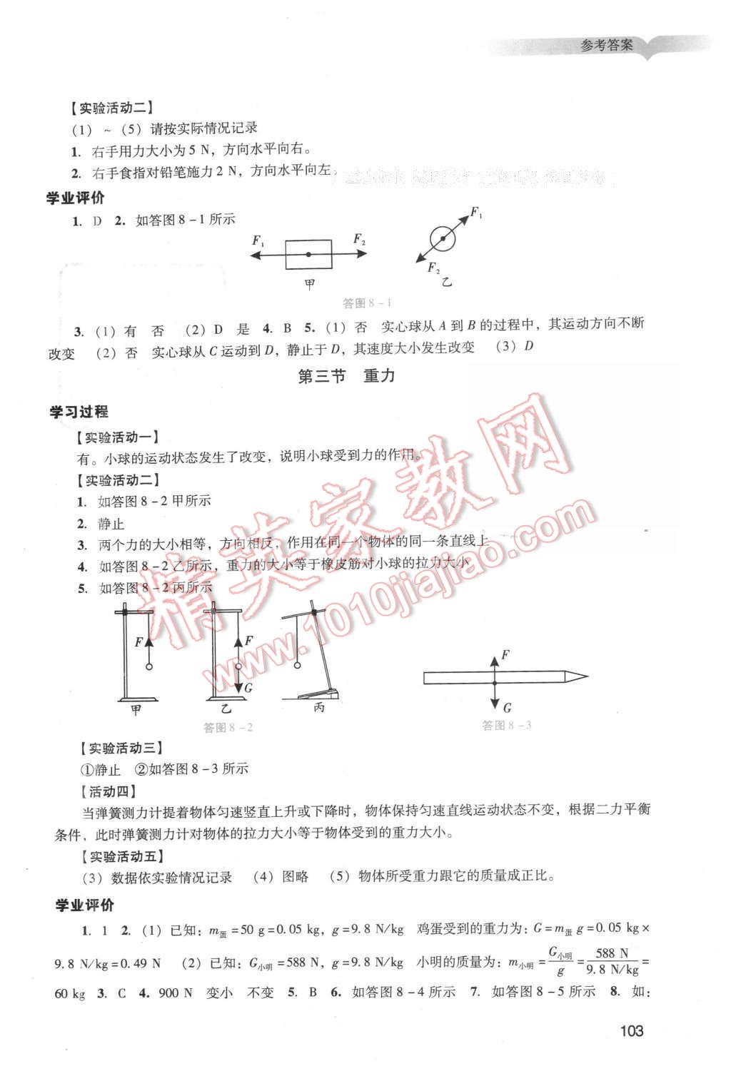 2016年陽光學(xué)業(yè)評價(jià)八年級物理下冊人教版 第3頁