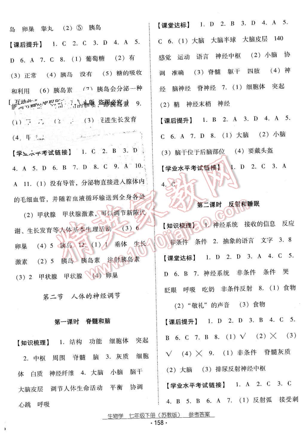 2016年云南省标准教辅优佳学案七年级生物学下册苏教版 第10页