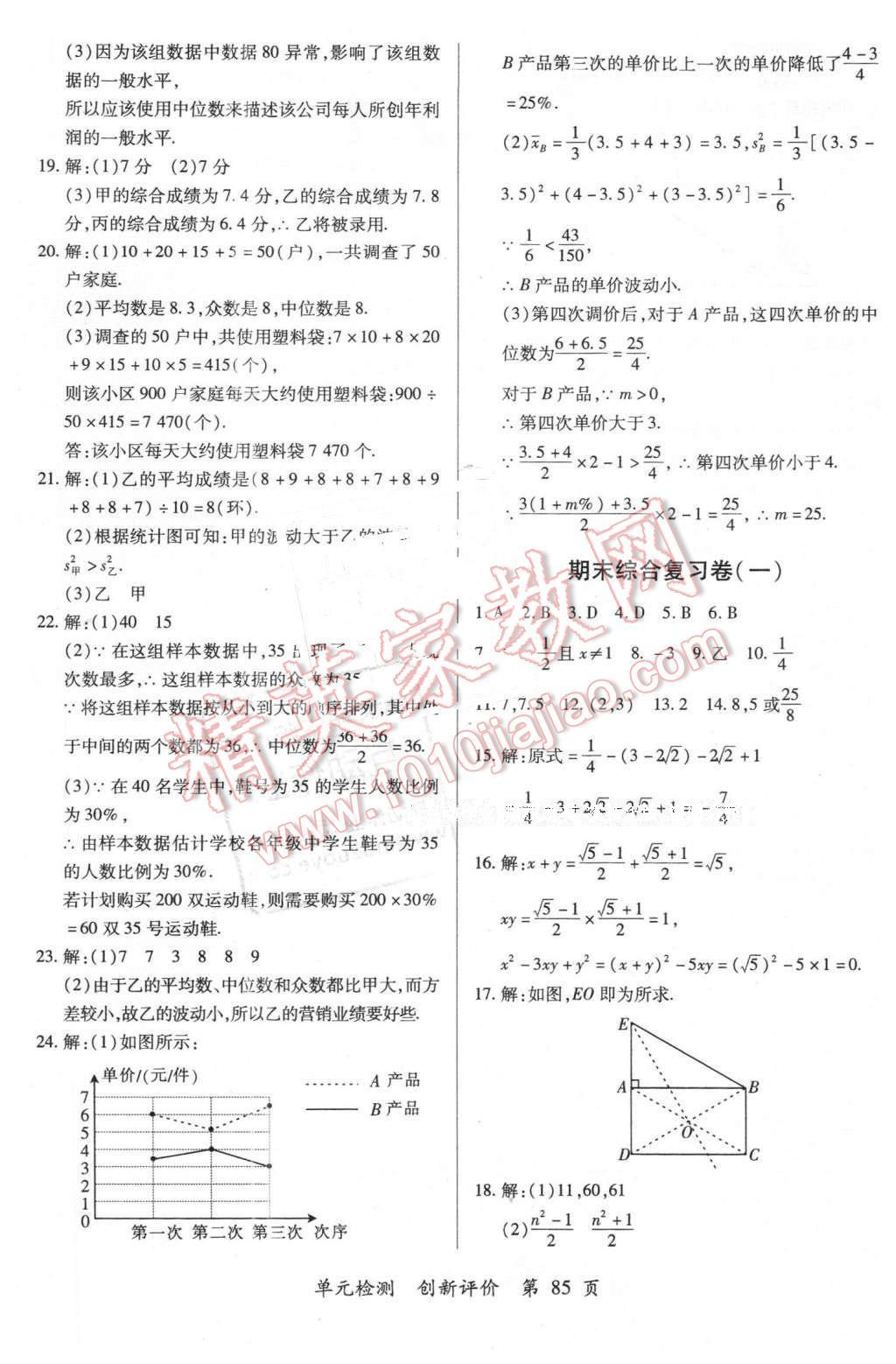 2016年新评价单元检测创新评价八年级数学下册人教版 第13页